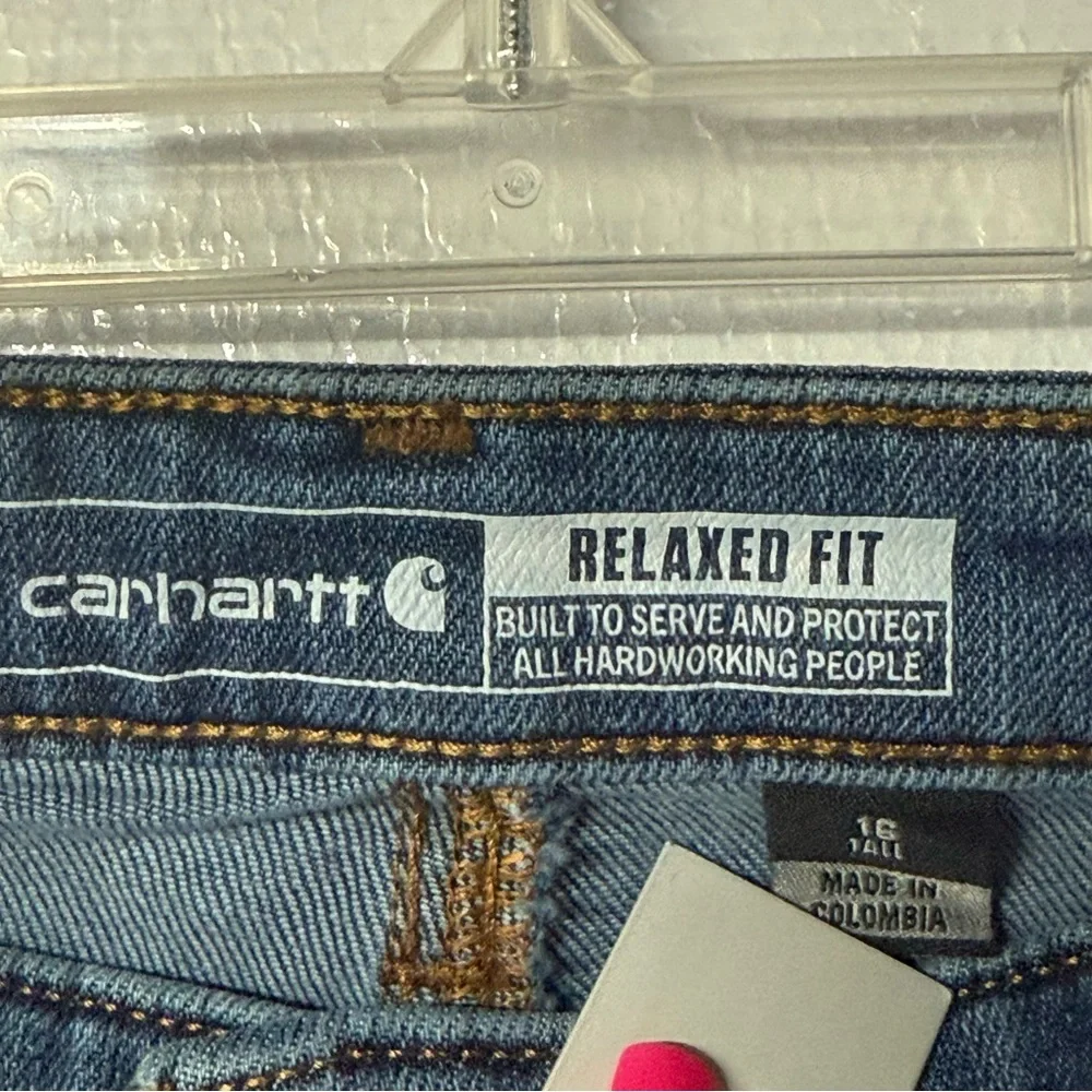 Carhartt Jeans Women 16 Tall Rugged Flex Relaxed Fit Double-Front Denim Stretch